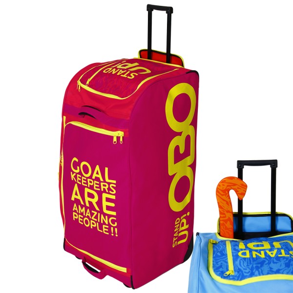 OBO Stand-Up Wheelie Bag Rouge/rose – Sac de gardien de hockey sur roulettes