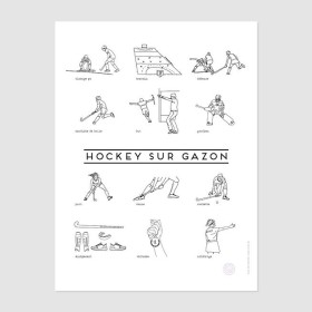 Affiche illustrée hockey sur gazon 30x40